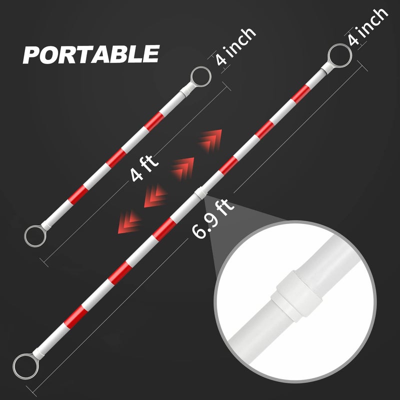 RoadHero 2 Pack 4 FT to 6.9 FT Retractable Cone Bar, Expandable Traffic Cone Bars for Parking Lots, Extendable Barricade for Road Construction, White and Red, Cone Not Included - Image 2